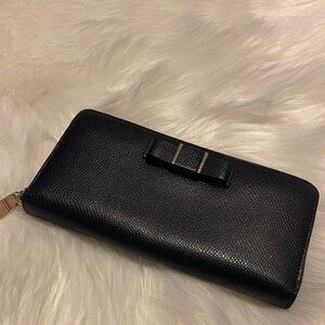 ✨Rare 💯% Authentic BOW long coach midnight blue wallet Gold-tone Hardware